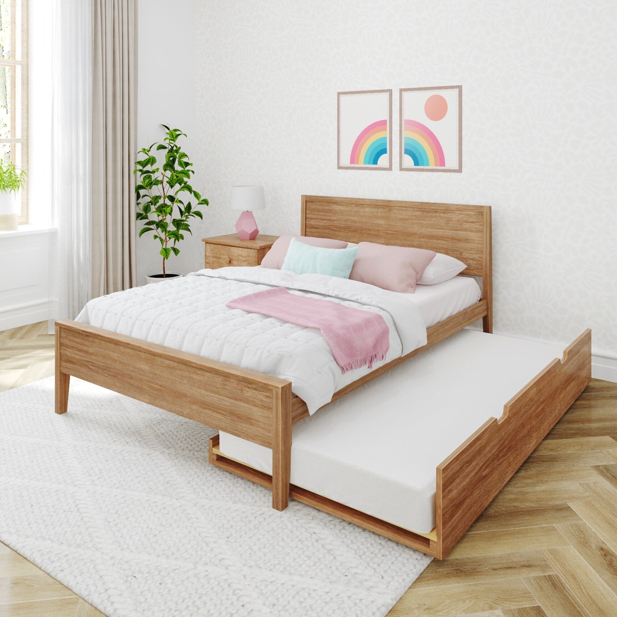 Full Panel Bed With Trundle
