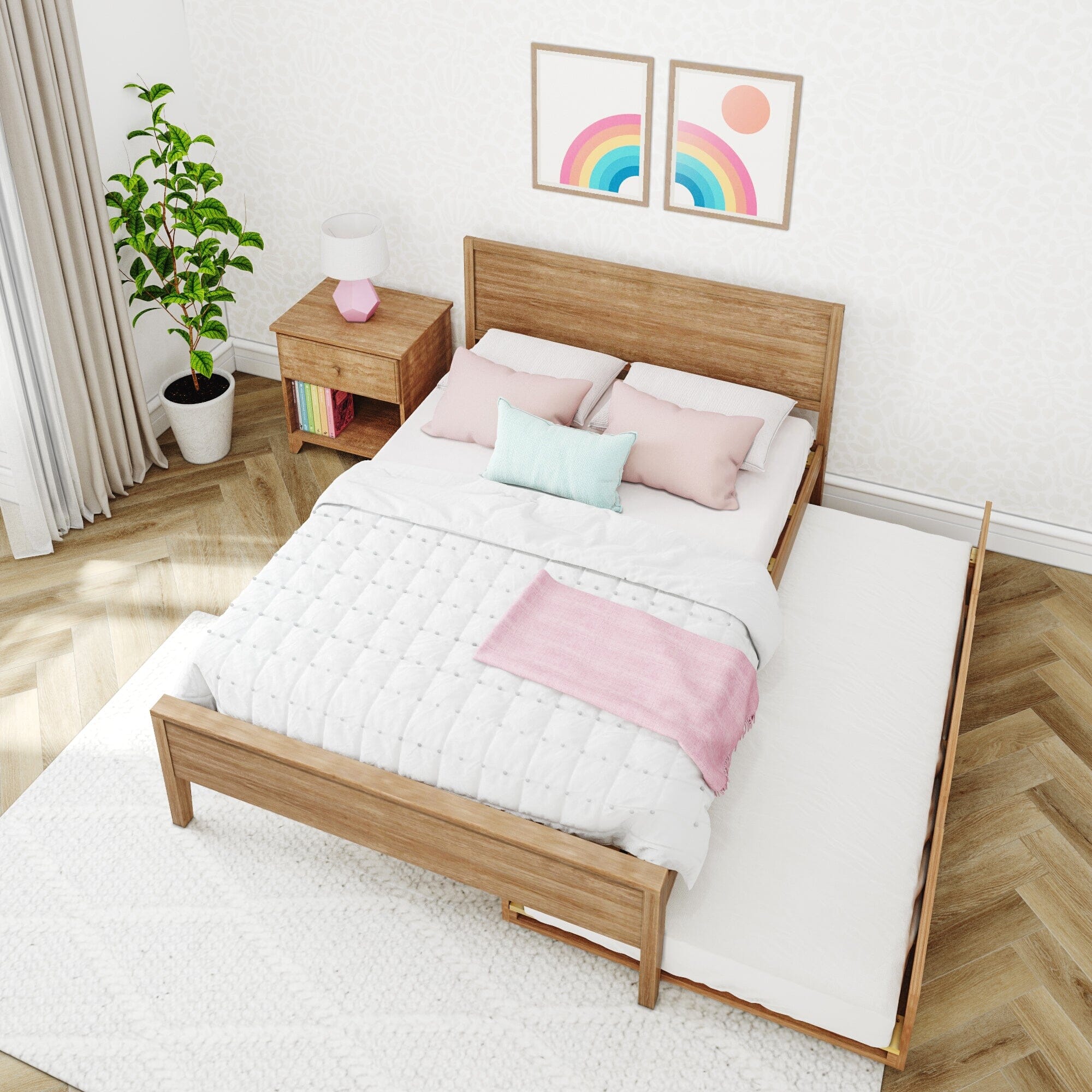 Full Panel Bed With Trundle