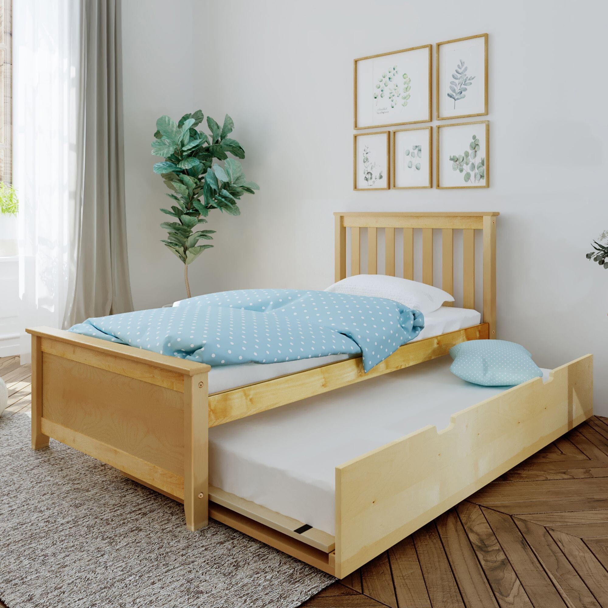 Twin Slatted Bed With Trundle