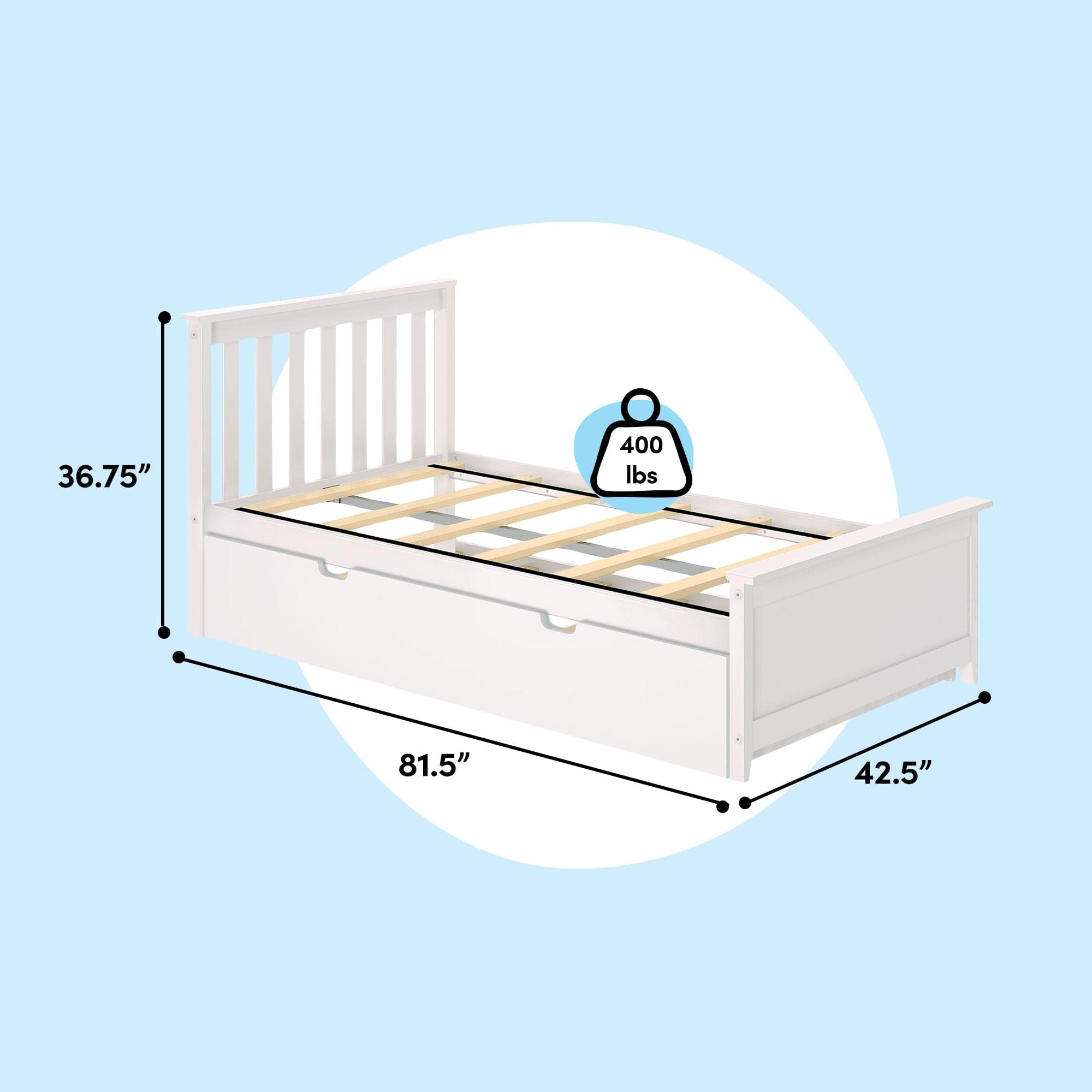 Twin Slatted Bed With Trundle