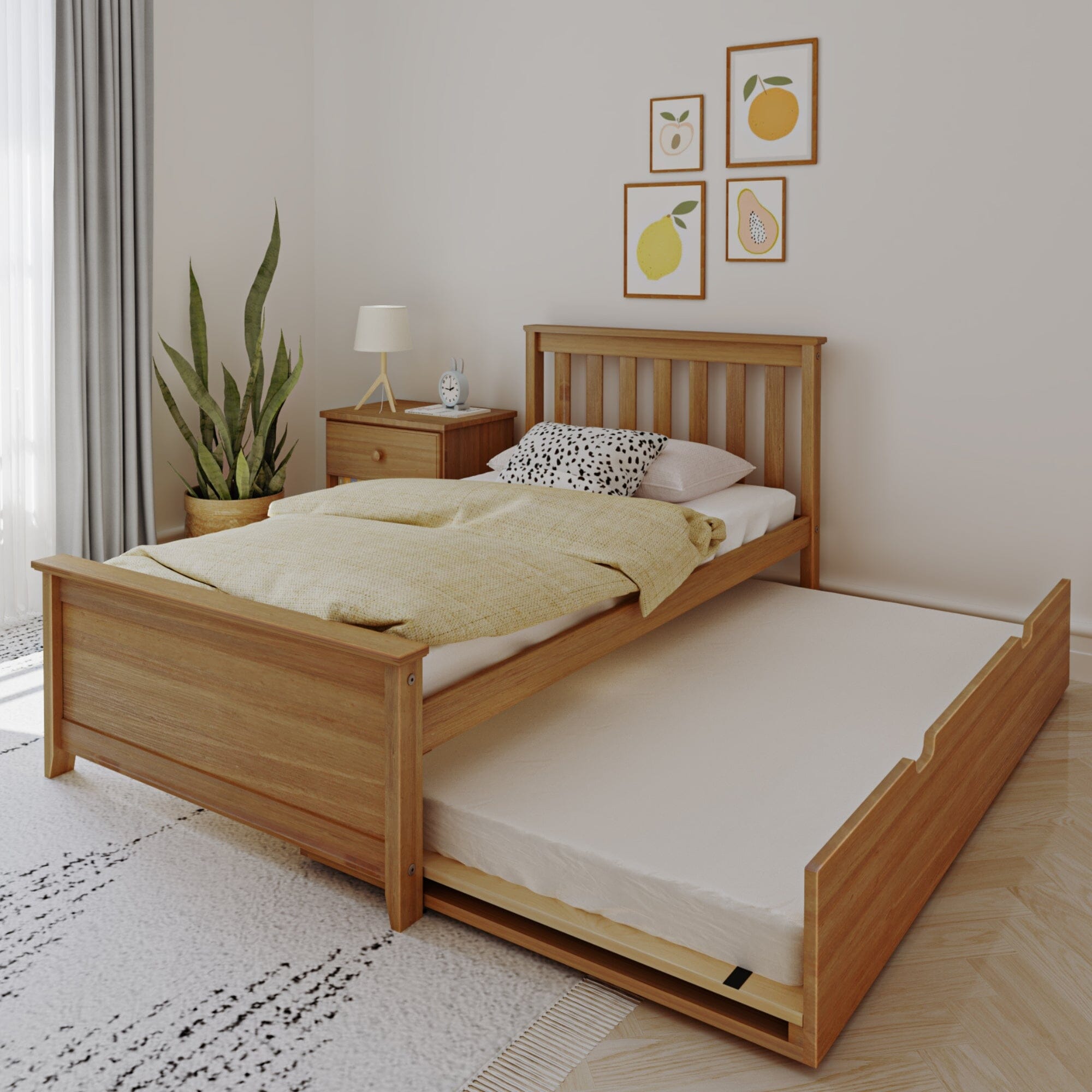 Twin Slatted Bed With Trundle