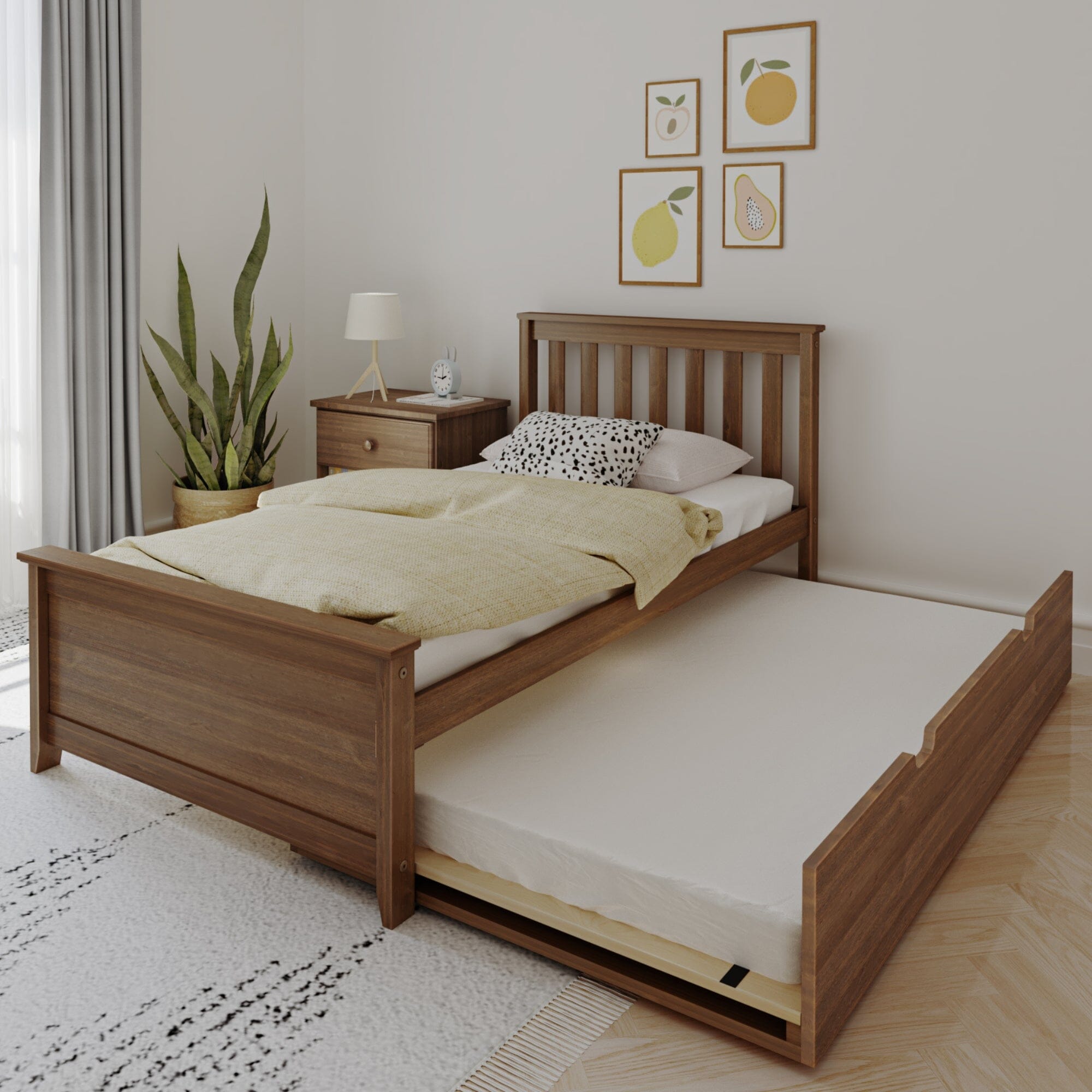 Twin Slatted Bed With Trundle