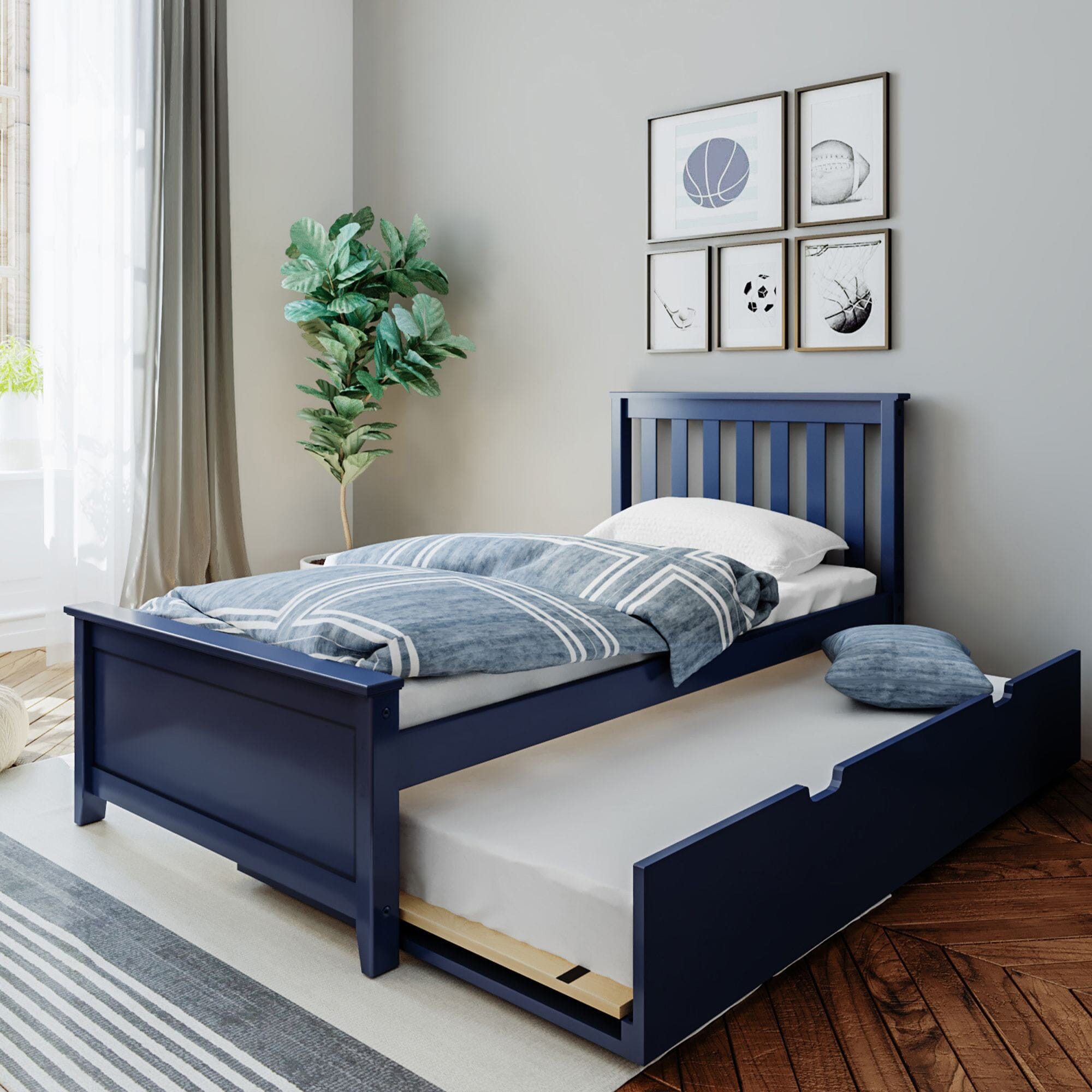 Twin Slatted Bed With Trundle
