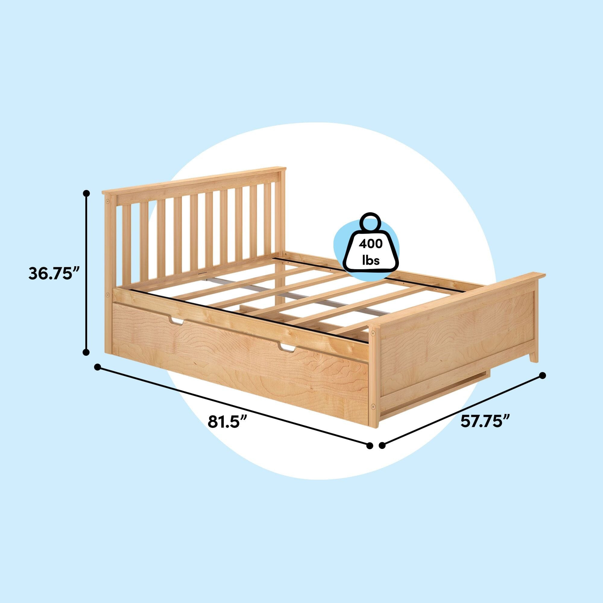 Full Slatted Bed With Trundle