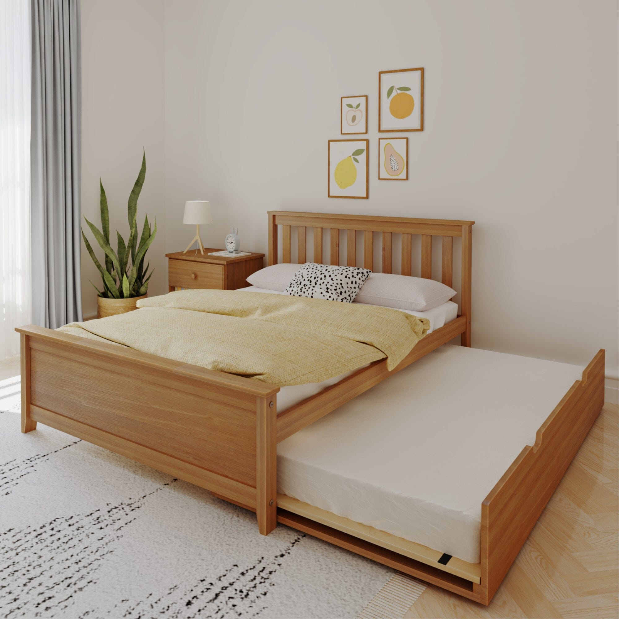Full Slatted Bed With Trundle