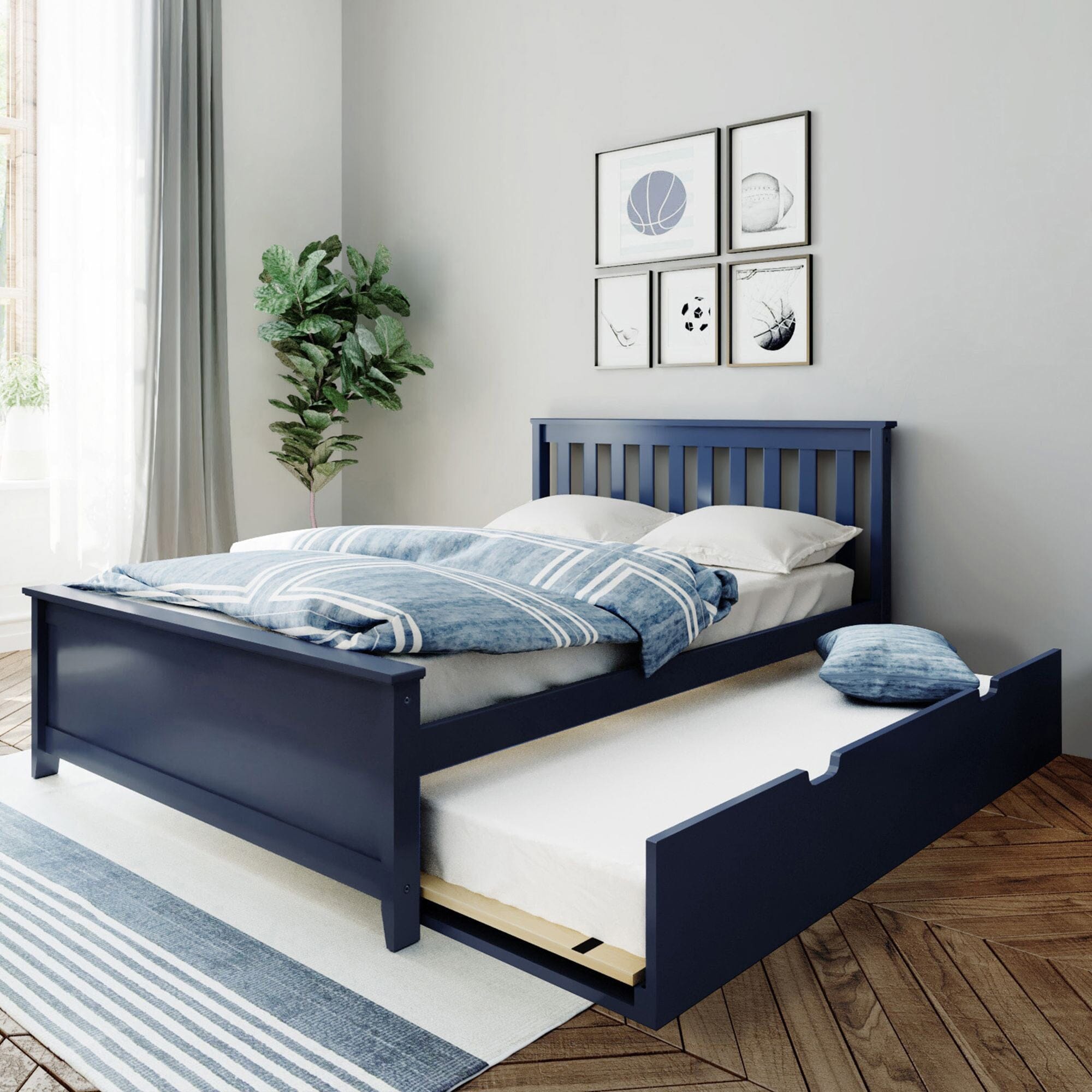 Full Slatted Bed With Trundle