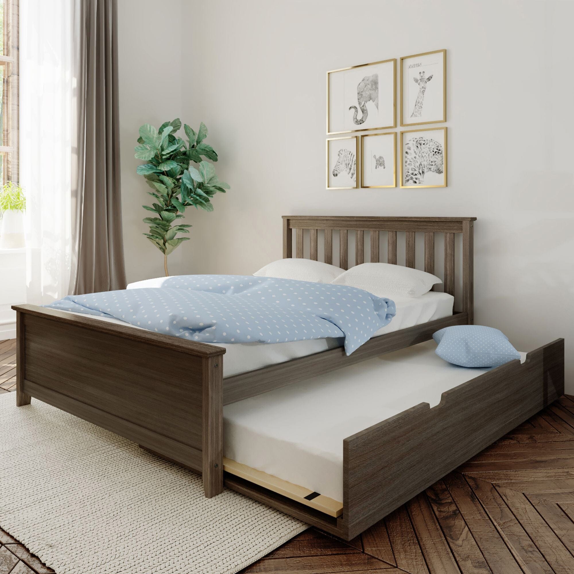 Full Slatted Bed With Trundle