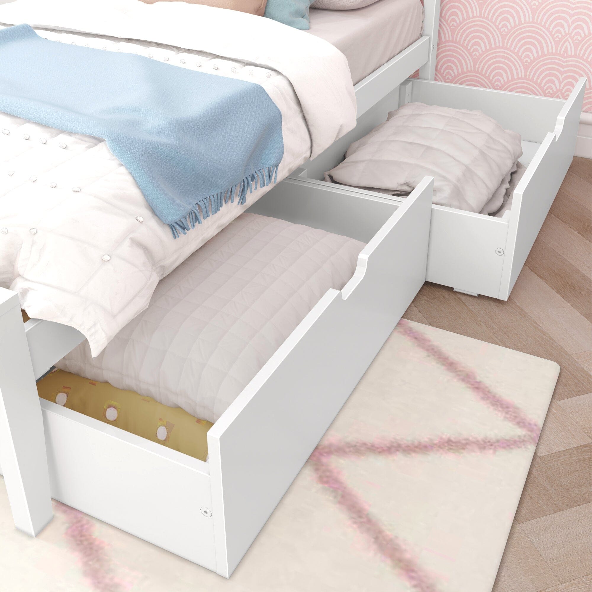 Twin Panel Bed With Storage Drawers