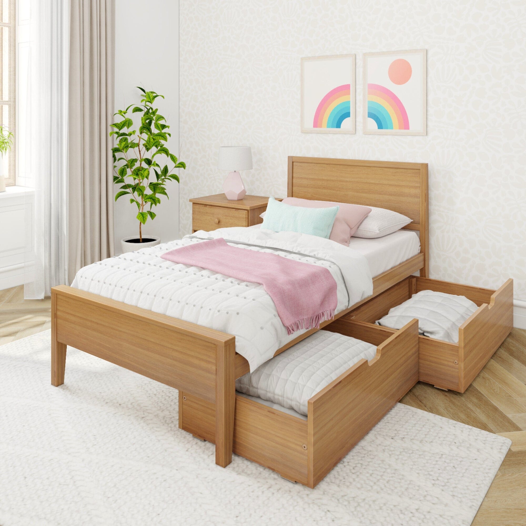 Twin Panel Bed With Storage Drawers