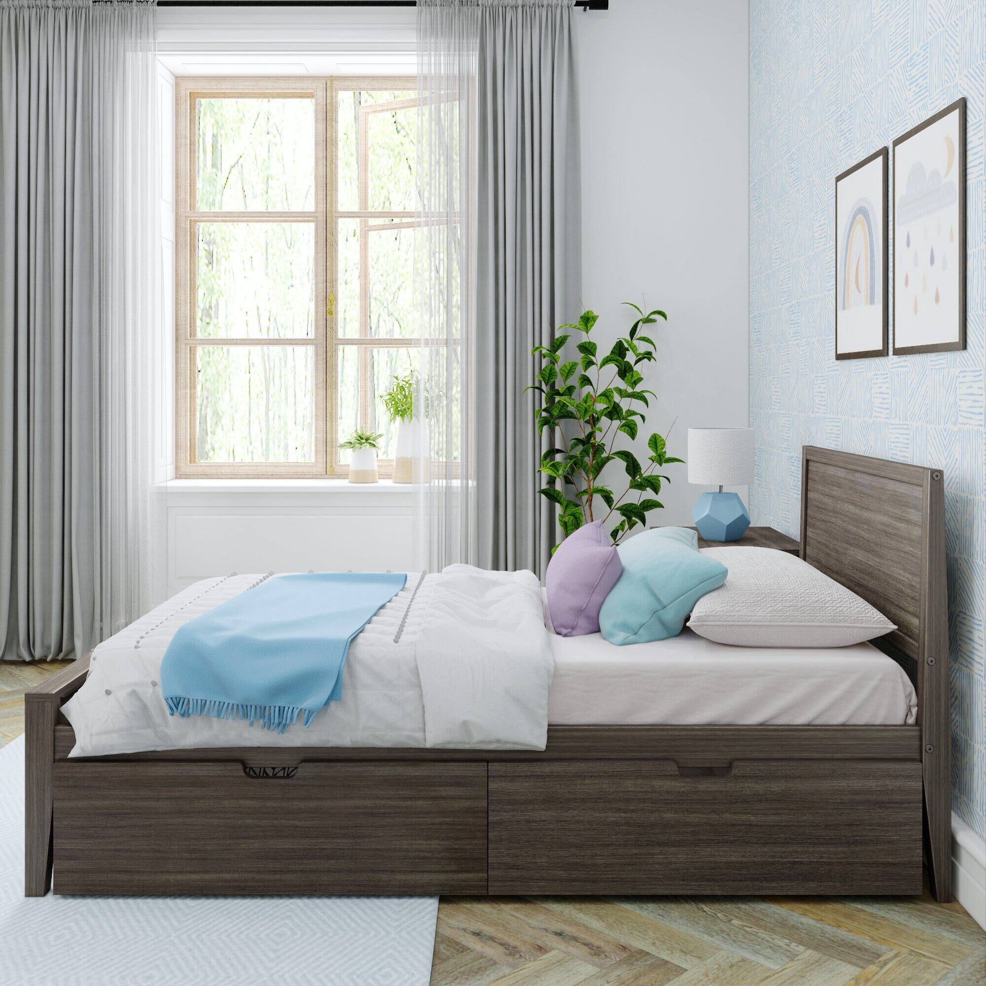 Twin Panel Bed With Storage Drawers