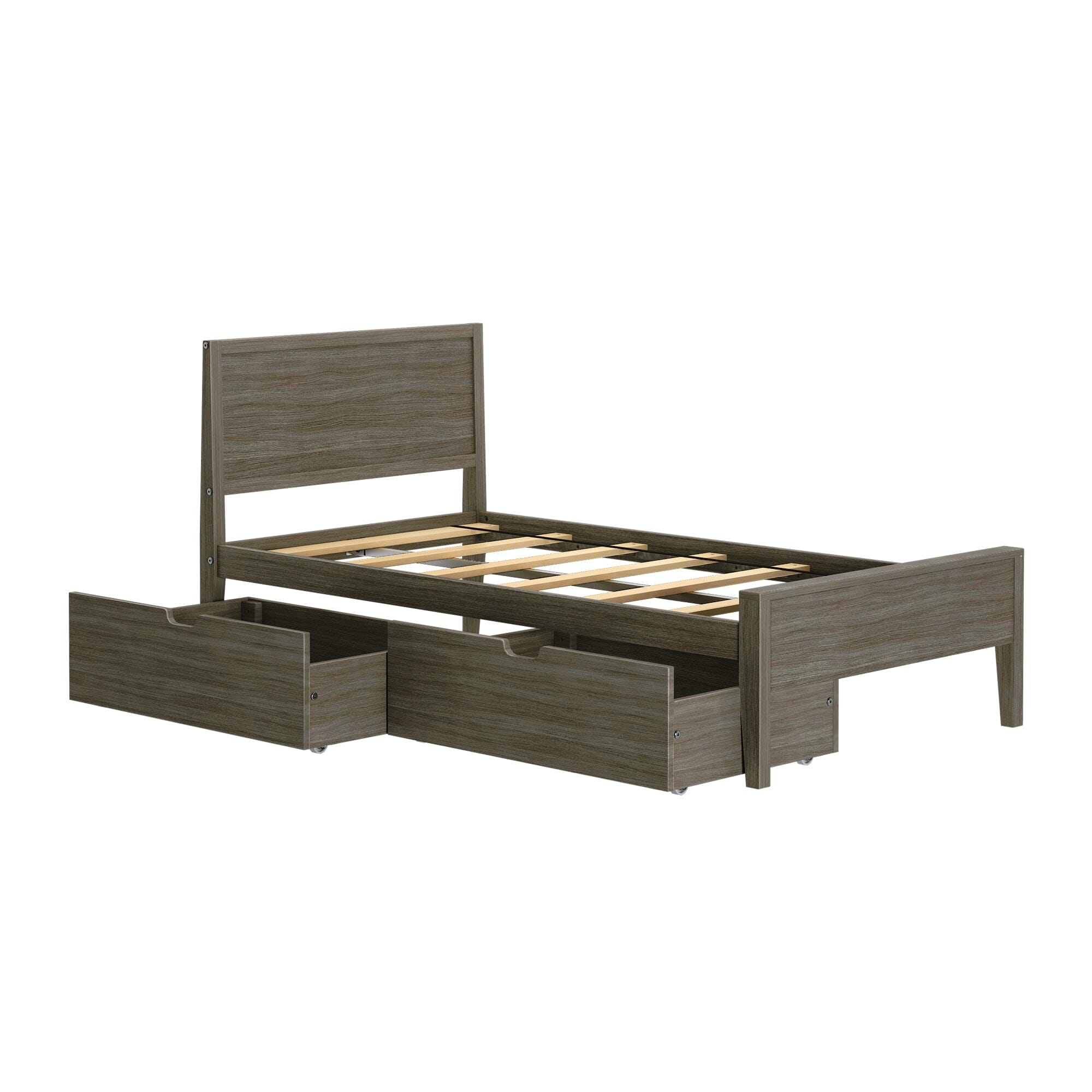 Twin Panel Bed With Storage Drawers