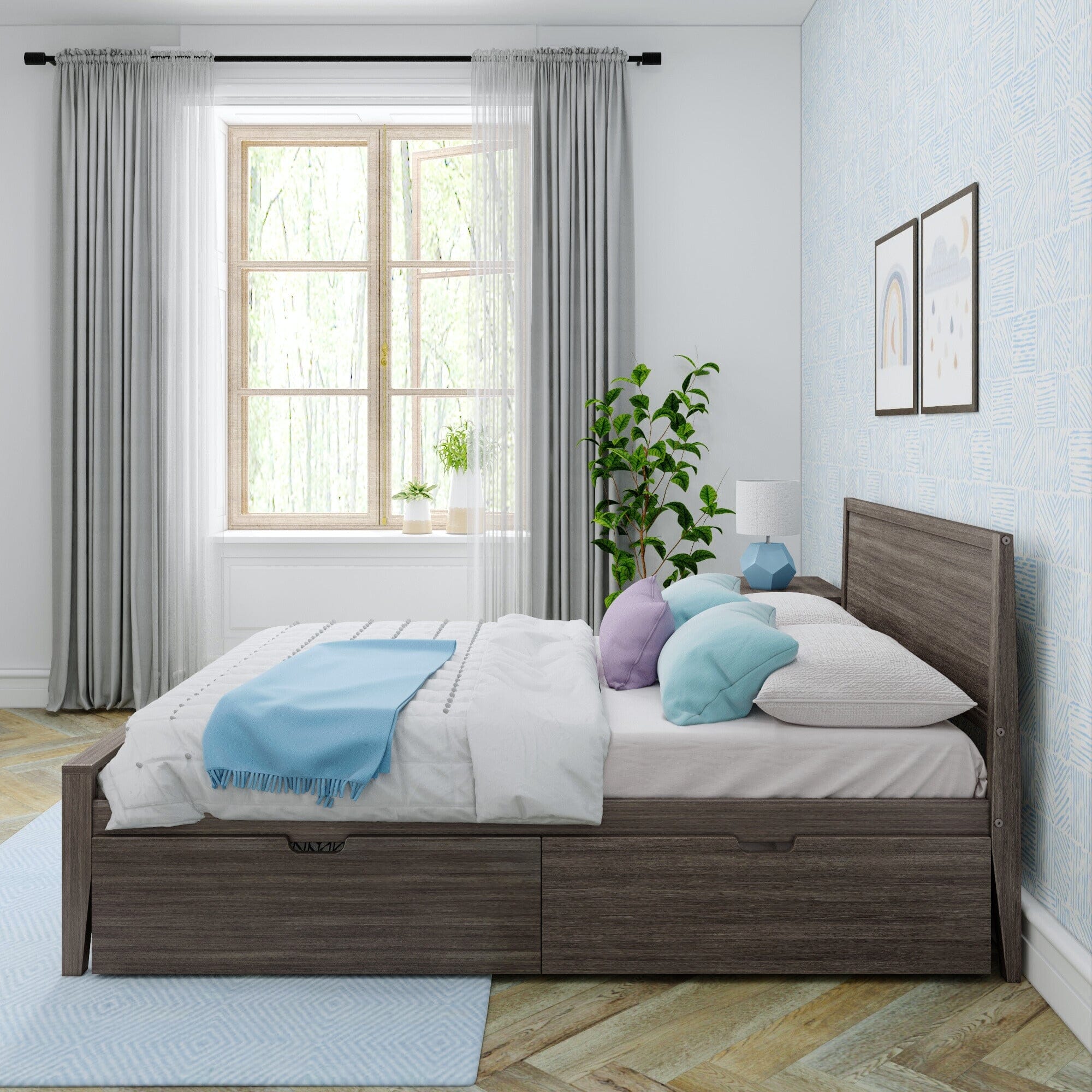 Full Panel Bed With Storage Drawers