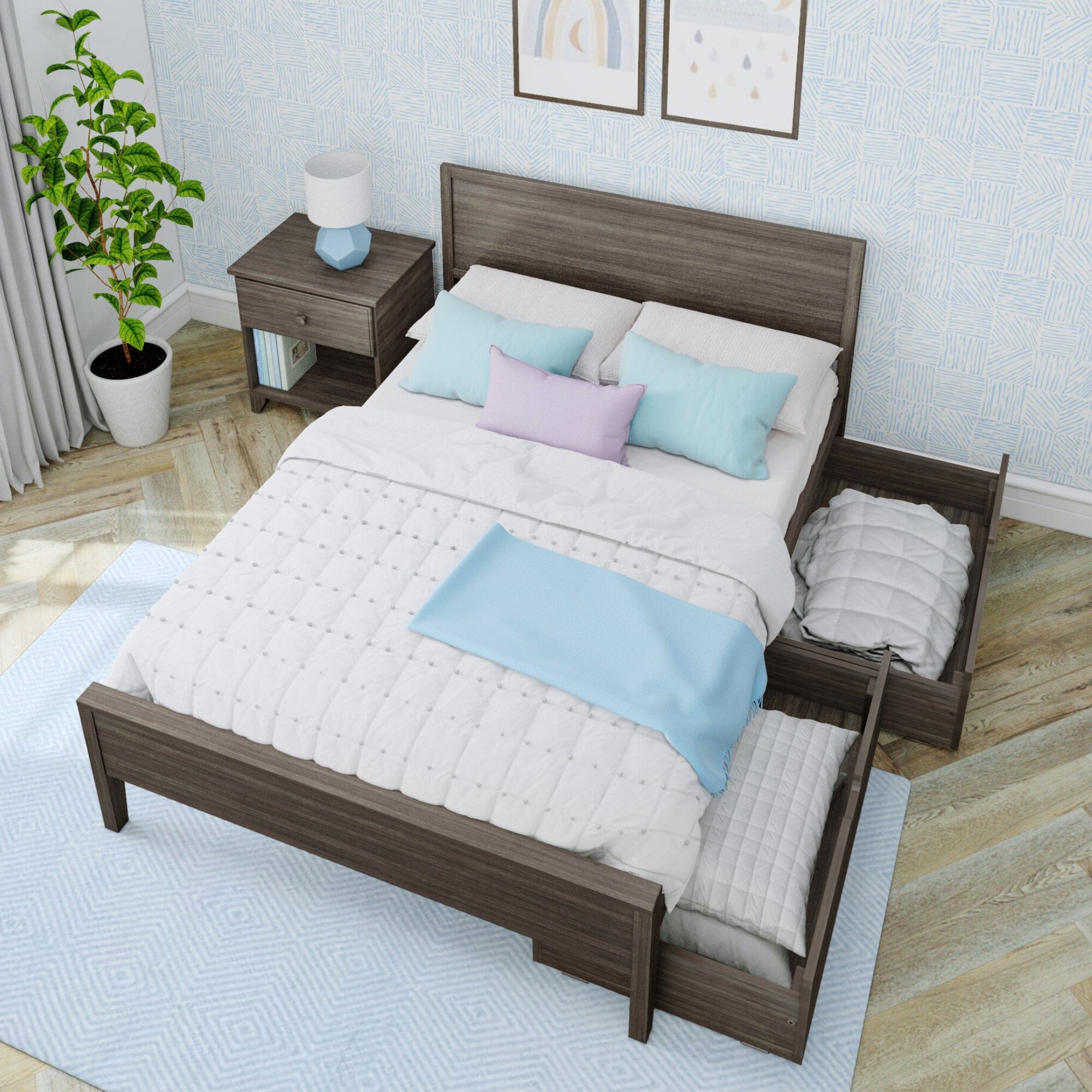 Full Panel Bed With Storage Drawers