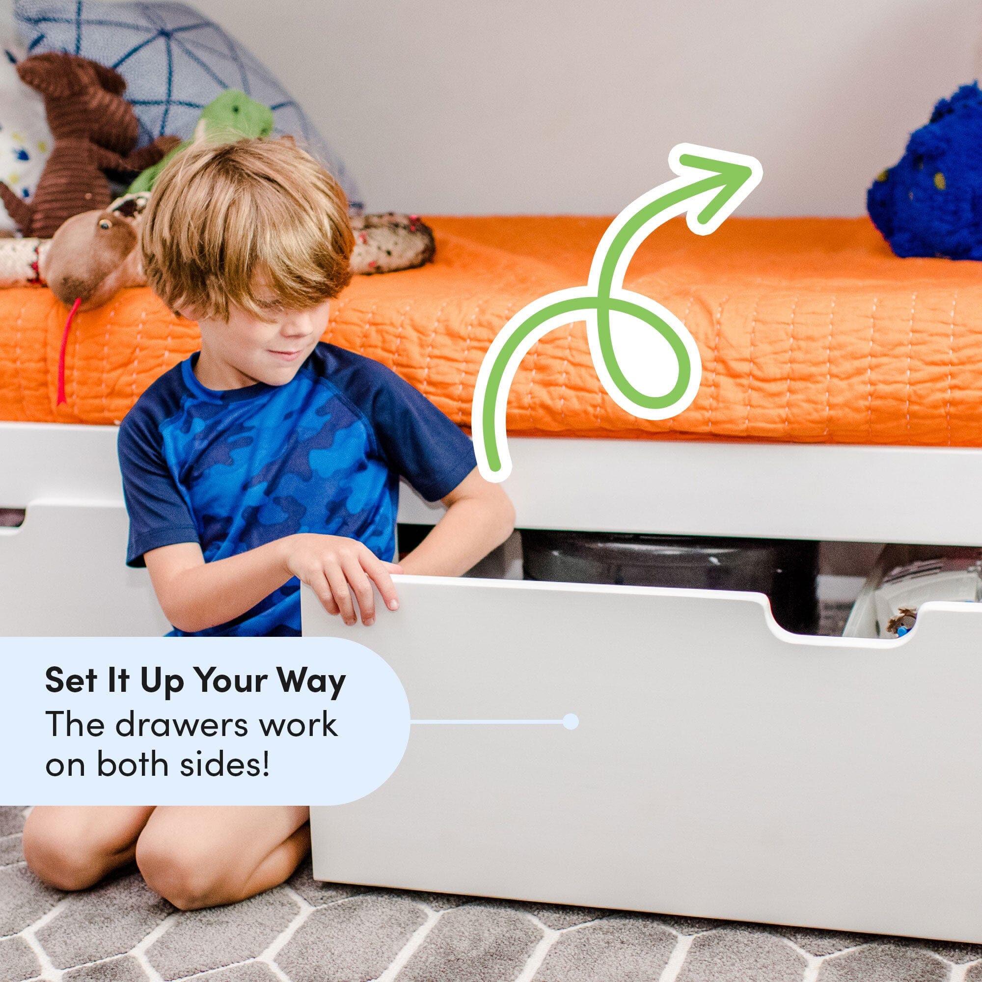 Full Slatted Bed With Storage Drawers