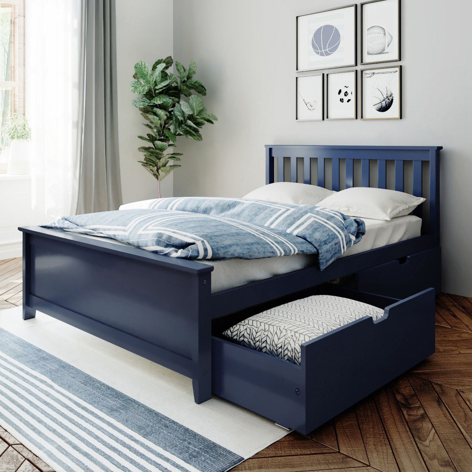 Full Slatted Bed With Storage Drawers