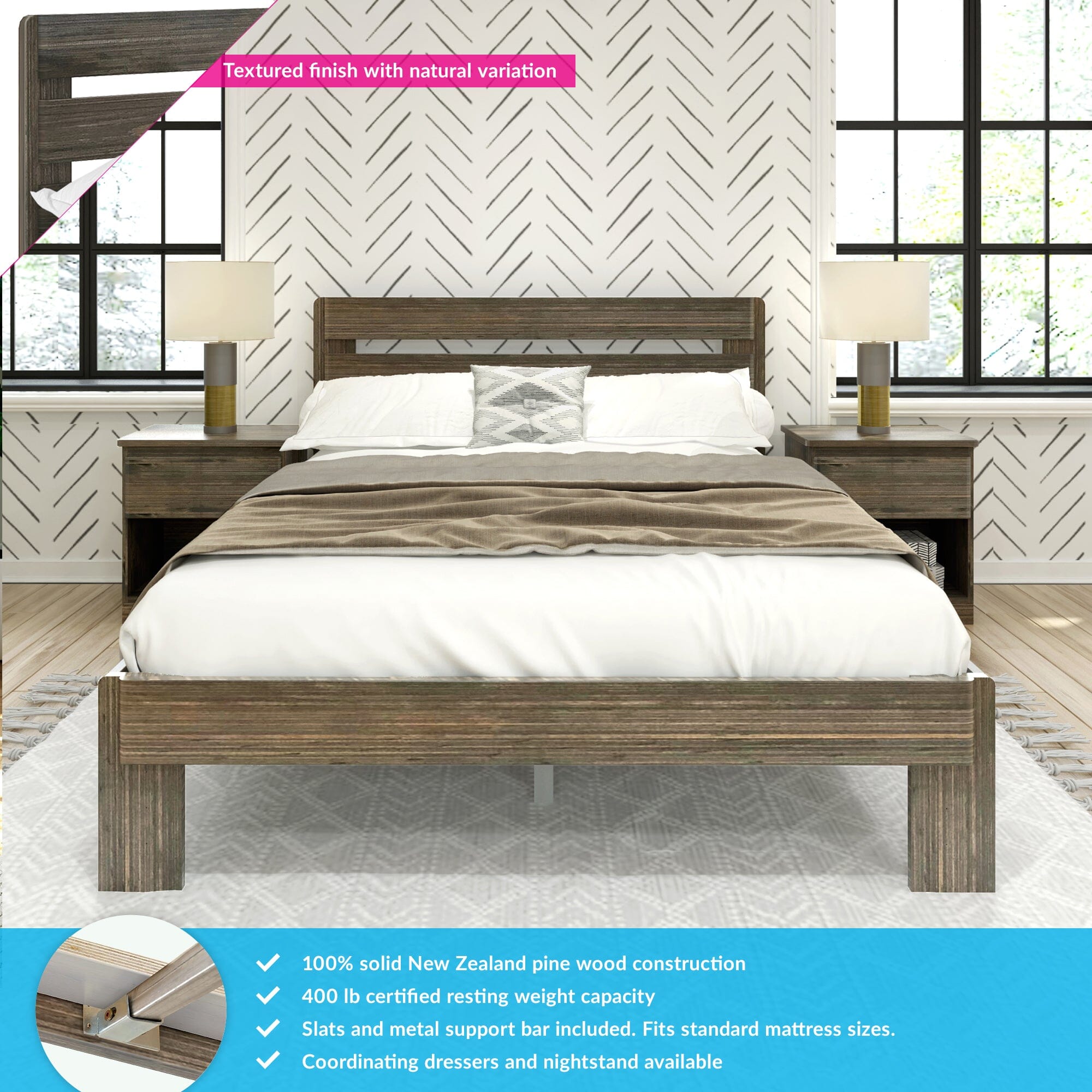 Modern Farmhouse Queen Plank Bed