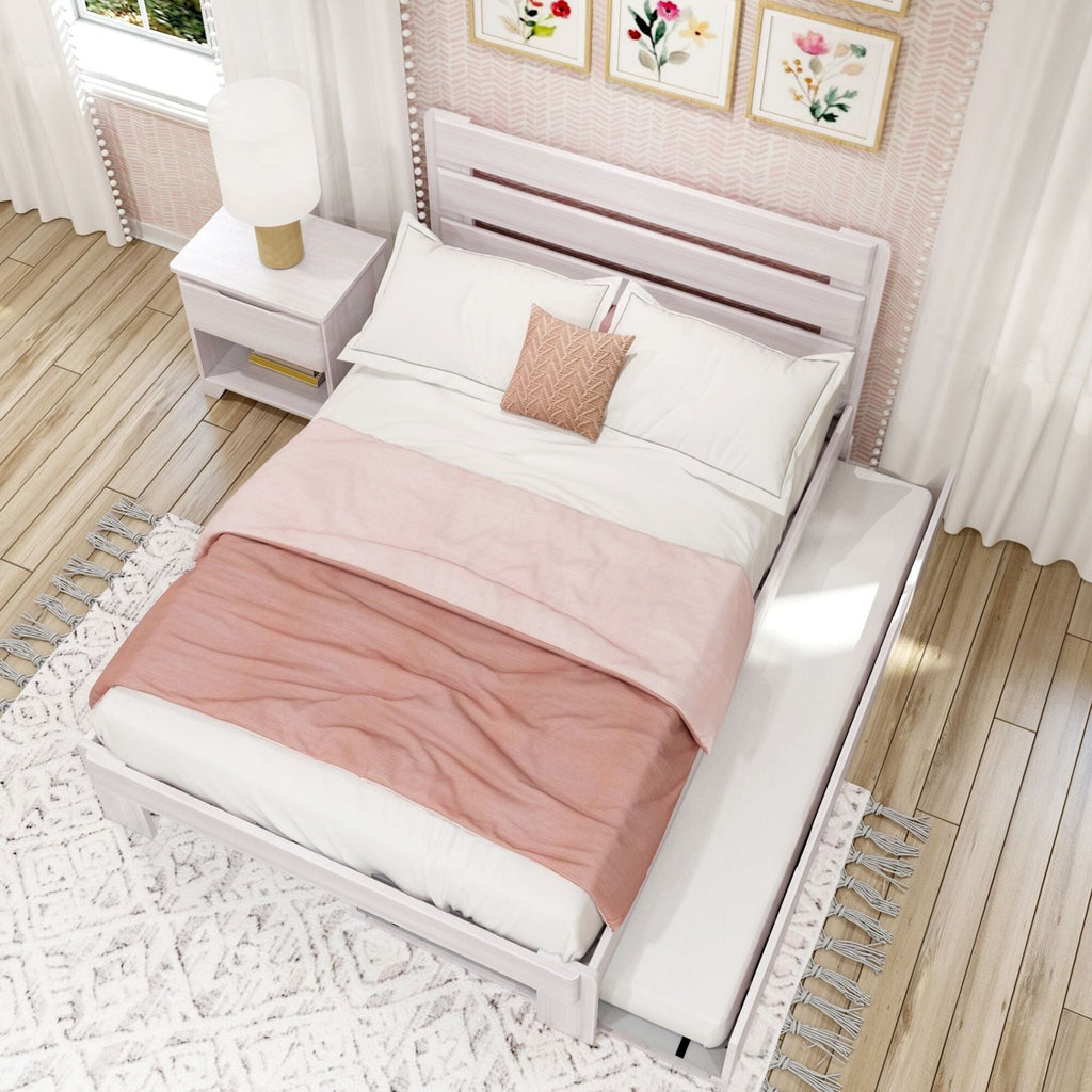 Modern Farmhouse Full Plank Bed With Trundle