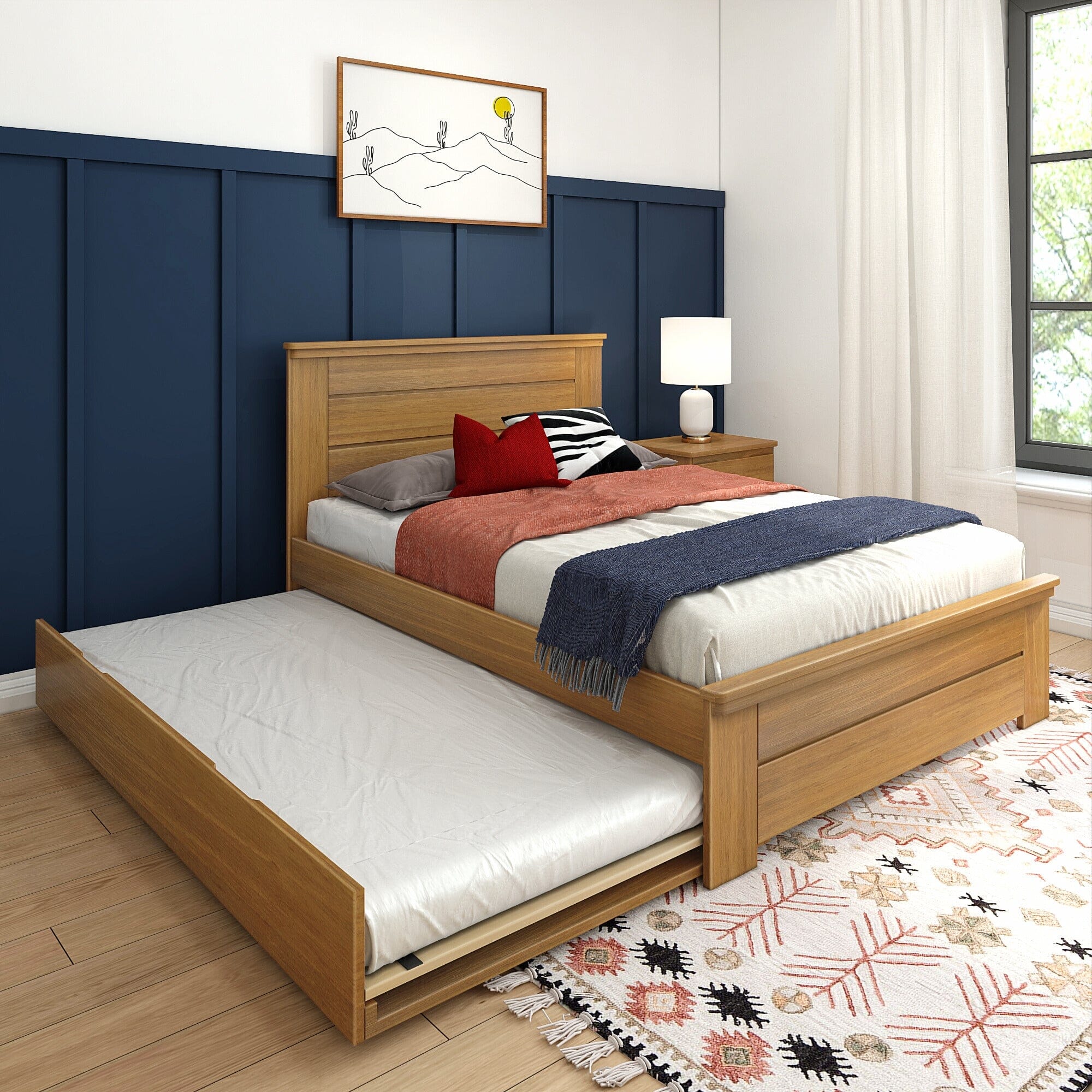 Modern Farmhouse Full Panel Bed With Trundle