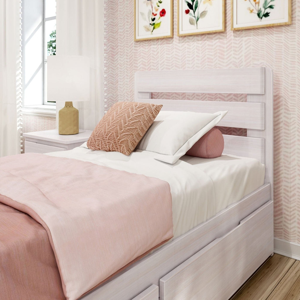 Modern Farmhouse Twin Plank Bed With Storage Drawers