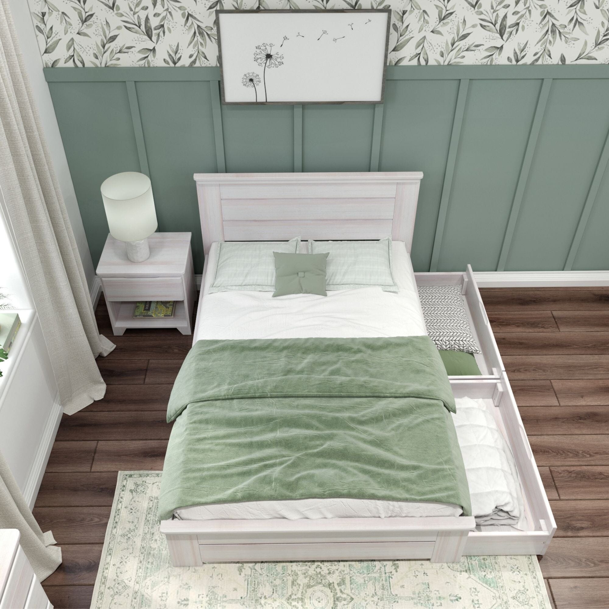 Modern Farmhouse Full Panel Bed With Storage Drawers