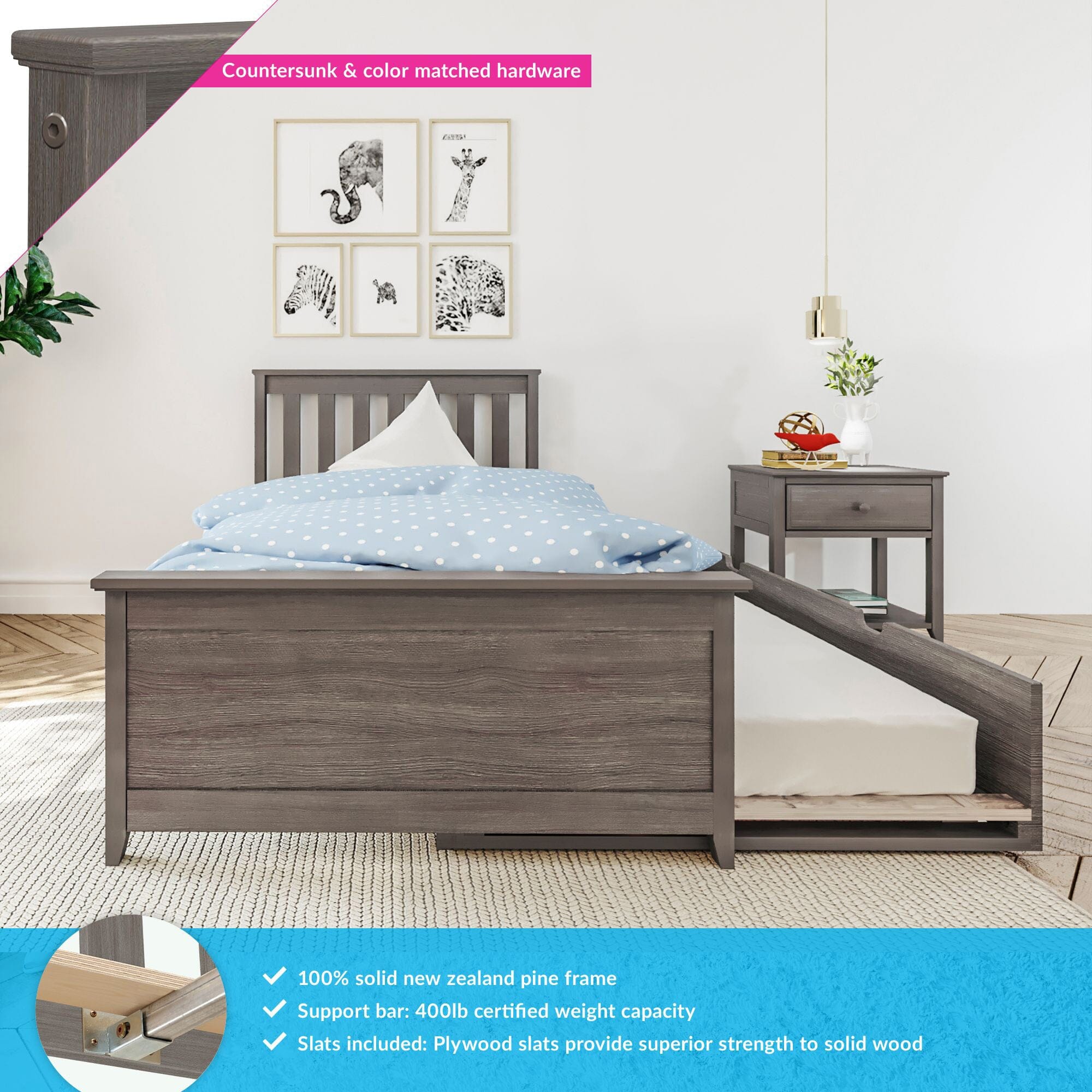 Twin Slatted Bed With Trundle